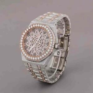 Luxury Men's Analog Moissanite <b>Watch</b> <b>Case</b> 10 Bar Water Resistant Stainless Steel Band Glass Bracelet Clasp Exclusively - Product Image 2