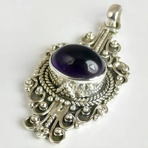 Amethyst Handmade Pendant with Sterling Silver Bezel Setting Natural Purple Oval Gemstone Boho Jewelry February Birthstone - Product Image 6