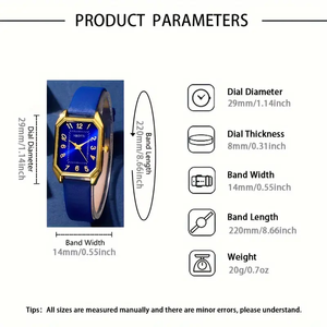 Montre pour femme 192002, élégante, rectangulaire, à quartz, analogique, bracelet en cuir - Product Image 5