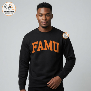 Bulk Custom Sublimation Ribbing FAMU College Style Sweatshirt Unisex <b>Thick</b> <b>Fleece</b> Winter Pullover 100% Cotton 370g O-Neck - Product Image 4