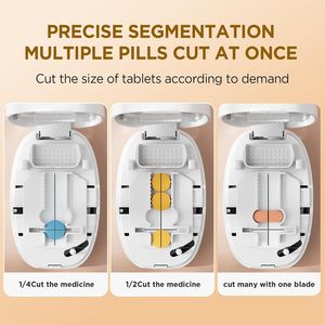 Tagliapillole di precisione per dividere pillole, vitamine e compresse a metà e quarti con custodia per la conservazione - Product Image 2