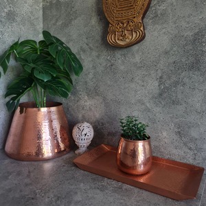 Bandejas decorativas rectangulares de cobre con acabado martillado, estilo abstracto, plato decorativo de metal, decoración para mesa de comedor y cocina - Product Image 6