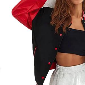 Chaqueta universitaria bomber de béisbol de satén marrón oscuro con cuello alto para hombre y mujer, estilo collage, venta al por mayor para invierno - Product Image 4