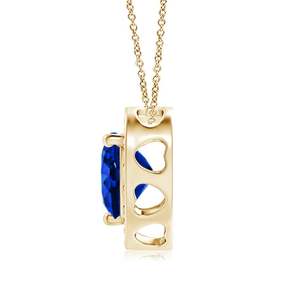2.86Gram 14K <b>Solid</b> <b>Gold</b> Heart-Shaped 0.2Ctw Blue Sapphire <b>Pendant</b> With Diamond Halo High Quality Romantic Valentine Gift For Her - Product Image 2