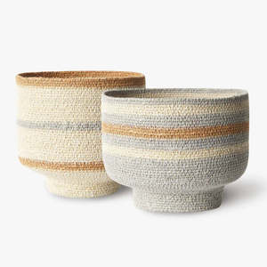 Best Selling Braided Seagrass Storage <b>Bins</b> Basket Neutral Stripe Pattern Handmade Eco Friendly Decorative Basket Wholesale Bulk - Product Image 1