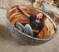 Baignoires autoportantes modernes en bois de Kupang, écologiques, durables et portables, pour extérieur de villa et appartement