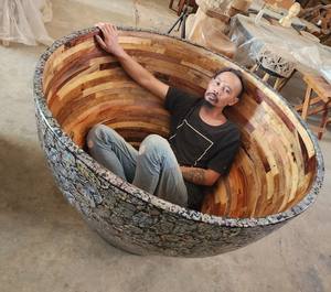 Baignoires autoportantes modernes en bois de Kupang, écologiques, durables et portables, pour extérieur de villa et appartement - Product Image 4