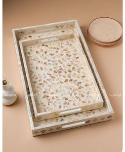 Bandeja de diseño moderno con incrustaciones de nácar, bandeja de servir de MDF, bandejas decorativas, bandeja de resina a muy bajo precio. - Product Image 3