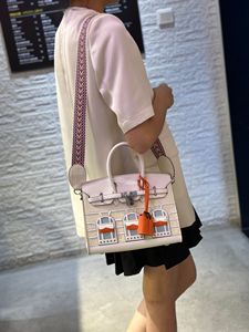 Bolsa de Mano de Lona Sostenible 2026, con Estampado de Casa, Gran Capacidad, para Viajes de Fin de Semana, Playa, para Mujer - Product Image 4