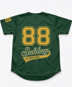 เสื้อเบสบอลสีเขียวแขนสั้นคอวีสำหรับผู้ชายยี่ห้อซับเฮย์ ระบายอากาศได้ดี สไตล์สปอร์ต ลำลอง พิมพ์หมายเลข 88 และโลโก้ด้านหน้า - Product Image 2