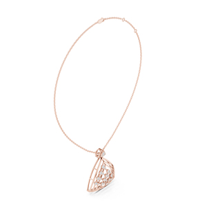 Collier pendentif en or blanc 14 carats avec diamants, chaîne à maillons, bijoux floraux triangulaires pour mariage, fiançailles, soirée - Product Image 4
