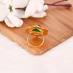 Green Tourmaline Gemstone Hydro <b>Ring</b> for Women Brass Gold Plated <b>Adjustable</b> Trendy Fashion Jewelry - Product Image 5