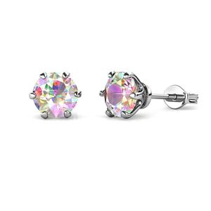 Boucles d'oreilles clous solitaires en argent sterling 925 avec pierre précieuse de couleur tendance, moissanite, diamant, rose, pour femmes, bijoux Destiny - Product Image 2