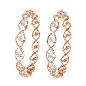 14K Rose Gold Round Lab Grown Diamond Infinity Floral Bangle - Product Image 3