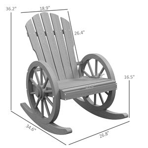 Sedia a dondolo in legno con schienale a doghe, oversize, per esterni, colore grigio ardesia - Product Image 3