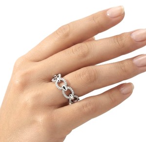 Anillo de cadena de eslabones eternos de oro macizo de 10K, 14K, 18K con diamante de laboratorio redondo de 0.23CT, color DEF, claridad VVS-VVS, certificado IGI, tipo media eternidad - Product Image 5