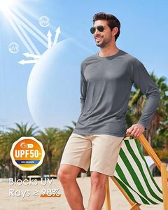 Chemise de bain à manches longues pour homme, gris uni, 100% polyester, séchage rapide, couvrante - Product Image 2