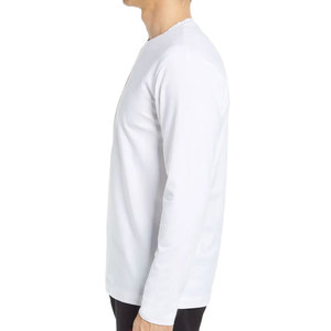 เสื้อเชิ้ตผู้ชายแขนยาวสีขาว ผ้าฝ้าย คอกลม ทรงปกติ สวมใส่สบาย สีพื้น ผ้าถัก - Product Image 3