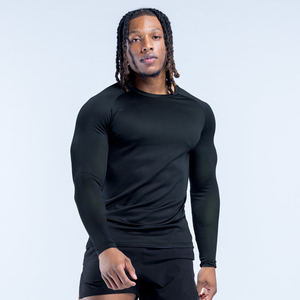 T-shirts de sport pour hommes à manches longues en polyester et élasthanne 100 %, légers, confortables et respirants, avec logo personnalisé - Product Image 1