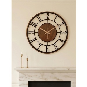 High Quality Modern Round Wood Wall <b>Clock</b> Analog Quartz Silent Living Room Decor - Product Image 3