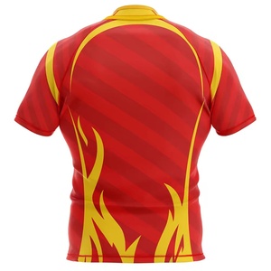 Camiseta de Rugby de Manga Corta con Estampado de Llamas Rojas y Amarillas para Hombre, Ajustada, Transpirable, de Poliéster, para Deporte, para Todas las Temporadas - Product Image 6