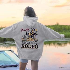 Sudadera con Capucha Estilo Rodeo Occidental para Mujer, Sudadera de Forro Polar con Estampado de Vaquero Vintage para Conciertos Country - Product Image 2