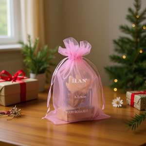 Sacchetto Regalo Ilan 6,5x28 Cm in Organza Rosa per Regali - Product Image 2