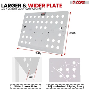 Support de musique 5-en-1 réglable pour bureau, porte-partitions portable, support de livre pliable tout en métal - Product Image 3