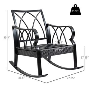 Sedia a dondolo in vimini blu per il relax in giardino e cortile - Product Image 3