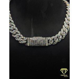 Collier tendance en moissanite et argent sterling 925, style cubain, bijoux de mode pour hommes et femmes par Trisha Jewels - Product Image 6
