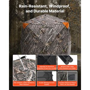 Accessoire de camouflage de chasse à 270 degrés pour 1-2 personnes, sac de transport portable et résistant pour abri de chasse au cerf pop-up - Product Image 3