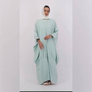 Wholesale Custom Luxury <b>Satin</b> <b>Abaya</b> for Women Petite Turkish Islamic Dress with Ruffle Sleeves Dubai Style <b>Abaya</b> for Muslims - Product Image 1