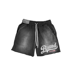 Custom Brand Name <b>Men's</b> Black Embroidered Casual <b>Shorts</b> Summer Cotton French Terry Drawstring Design <b>Hoodie</b> <b>Shorts</b> <b>Set</b> - Product Image 6