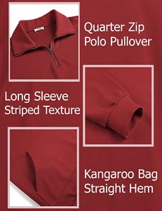 Sudadera de media cremallera para hombre, jersey casual de manga larga con cuello simulado, ajuste slim y bolsillos - Product Image 4