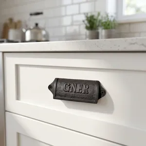 Poignées de tiroir en fonte GNER, modernes, durables, 25 mm, élégantes, gravées, pour meubles, commodes, cuisine, chambre, extérieur, école - Product Image 2