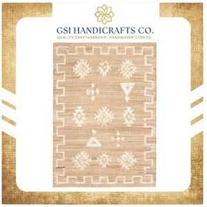 Newest Trending Geometric Pattern Jute Area <b>Rug</b> Rectangle Bohemian Style Flat Weave Eco Friendly Living Room Use - Product Image 2