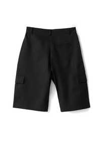 Shorts cargo en toile noire pour homme, taille mi-haute, fermeture boutonnée, longueur Bermuda, style décontracté avec poches - Product Image 2