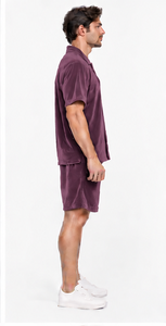 luxury velour summer <b>shirt</b> shorts two piece set soft touch relaxed fit wholesale unisex velvet <b>shirt</b> and short casual wear - Product Image 3