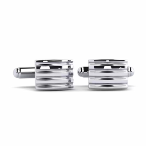 Boutons de manchette en acier inoxydable pour hommes avec rayures horizontales, bijoux formels - Product Image 2