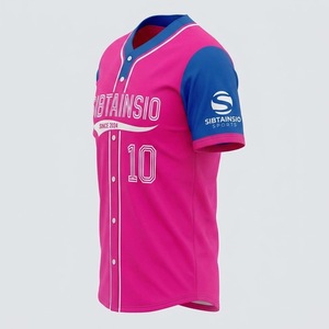 Quick Dry Blank Baseball Jerseys 100% <b>Polyester</b> Button Down Plus Size Men Custom Logo Stitched Team Sports <b>Shirts</b> - Product Image 5