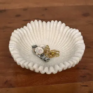 Supports de bols en marbre - Design moderne, faits à la main, en forme de fleur, complètent les tables en bois, pour salon, usage intérieur - Product Image 3