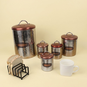 Premium Hammered Stainless Steel Airtight Kitchen Storage Canister Set Food Grade Container for Grains Snacks and <b>Spices</b> - Product Image 6