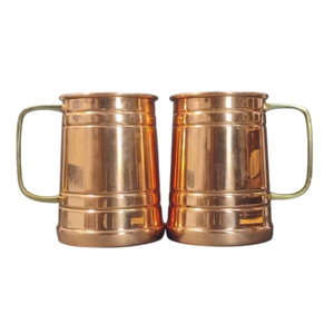 Vintage Design Solid Copper Beer Tankard with Stylish Metal Handle Food Safe Lacquered <b>Footed</b> Copper <b>Mug</b> for Cocktails Water - Product Image 4
