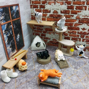 Miniature PVC Cat <b>Doll</b> House <b>Accessory</b> Set Curious Kitten Figures Decorative Pet Room Scene for 14 Years and Up - Product Image 1