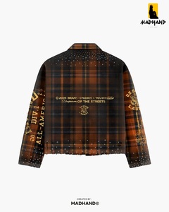 Custom <b>Rhinestone</b> Plaid Flannel Shirt | Distressed Oversized Checkered <b>Jacket</b> | Premium Streetwear Vintage Button Manufacturer - Product Image 2