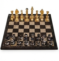 Jeu d'échecs de luxe en métal, pièces d'échecs en laiton antique et argent, échiquier classique, jeu de société, cadeau fait main, haute qualité, pour table
