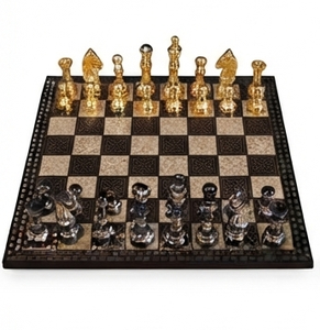 Juego de Ajedrez de Metal de Lujo, Piezas de Ajedrez de Latón Antiguo Plateado, Tablero de Ajedrez Clásico, Juego de Mesa de Alta Calidad Hecho a Mano - Product Image 2