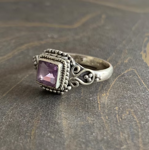 Designer Vintage Designer <b>925</b> <b>Silver</b> <b>Ring</b> Featuring Amethyst Gemstone Handmade Fine Jewelry Collection Wholesale - Product Image 2