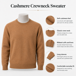 Pull en cachemire élégant pour homme, col rond, respirant, anti-rides, doux, chaud, style polyvalent pour un look décontracté moderne - Product Image 6