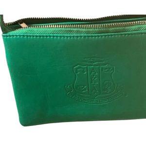 Bolso Bandolera de Cuero AKA Sorority con Emblema Grabado, Bolso de Hombro de Piel Sintética Rosa y Verde, Bolso de Moda - Product Image 4